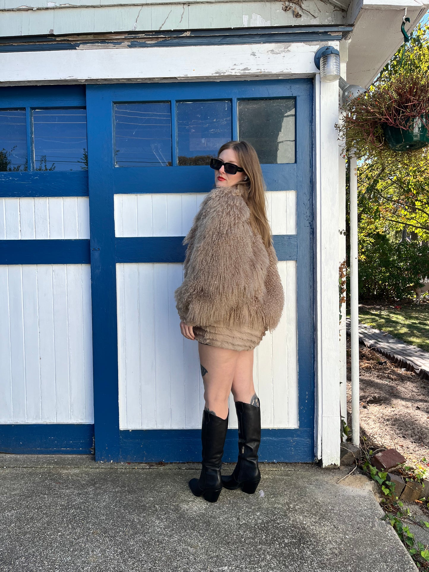 Vintage Mongolian Lamb & Rabbit Fur Coat