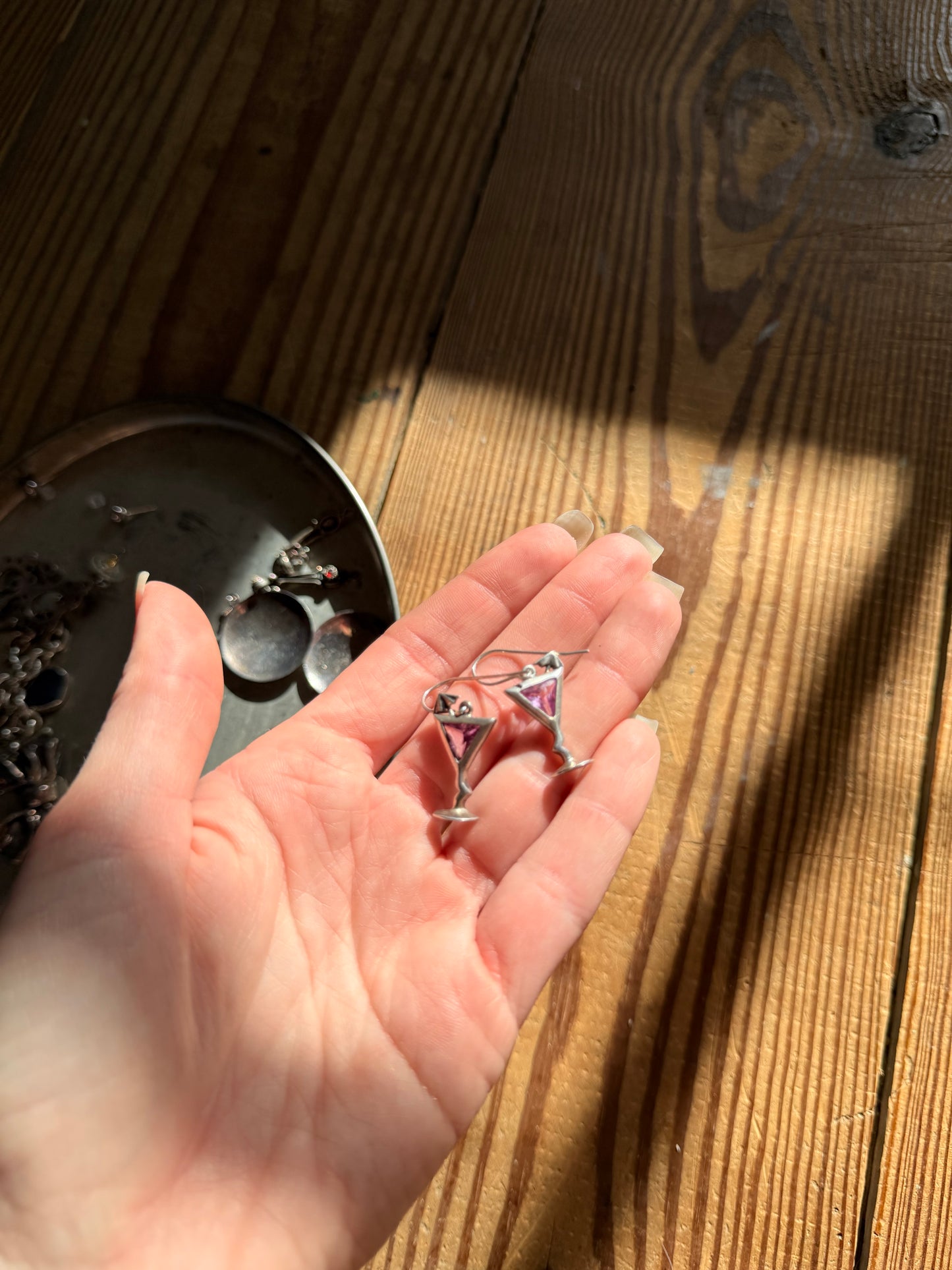 925 Silver Martini Glass Earrings