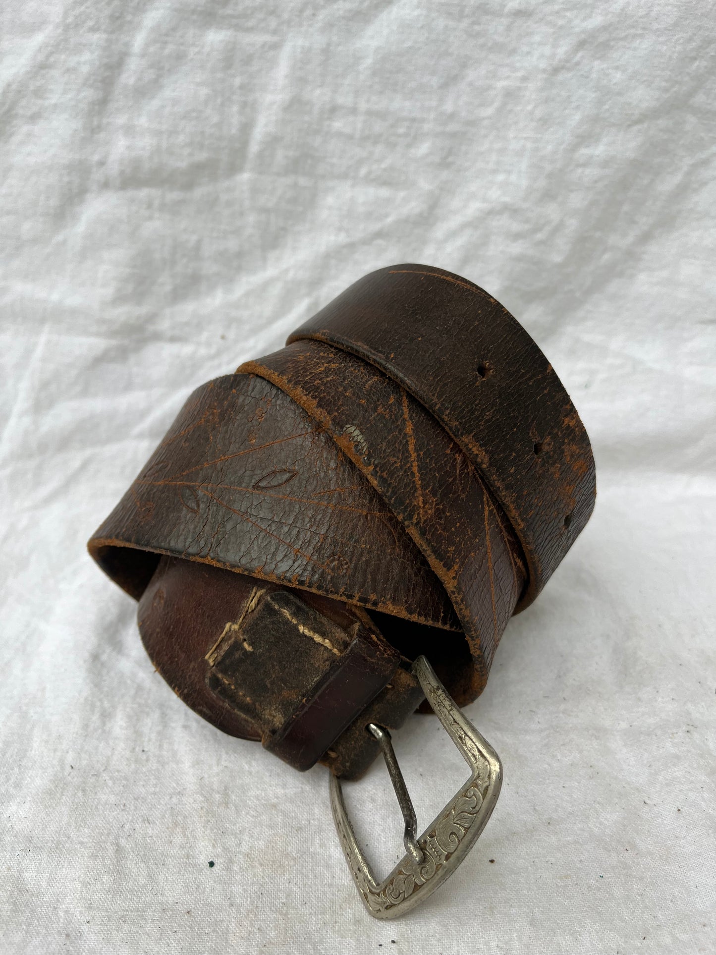 1938 Brown Leather Belt 32”-39”