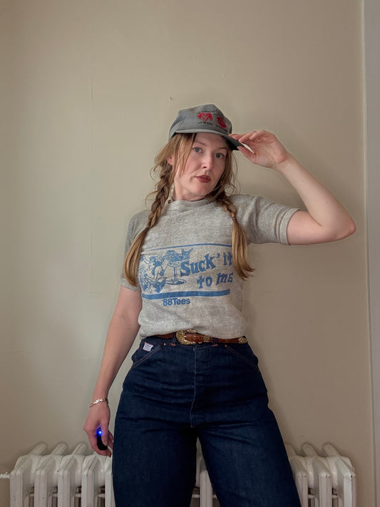 1970s Suck It To Me Grey Short Sleeve Crewneck XS/S