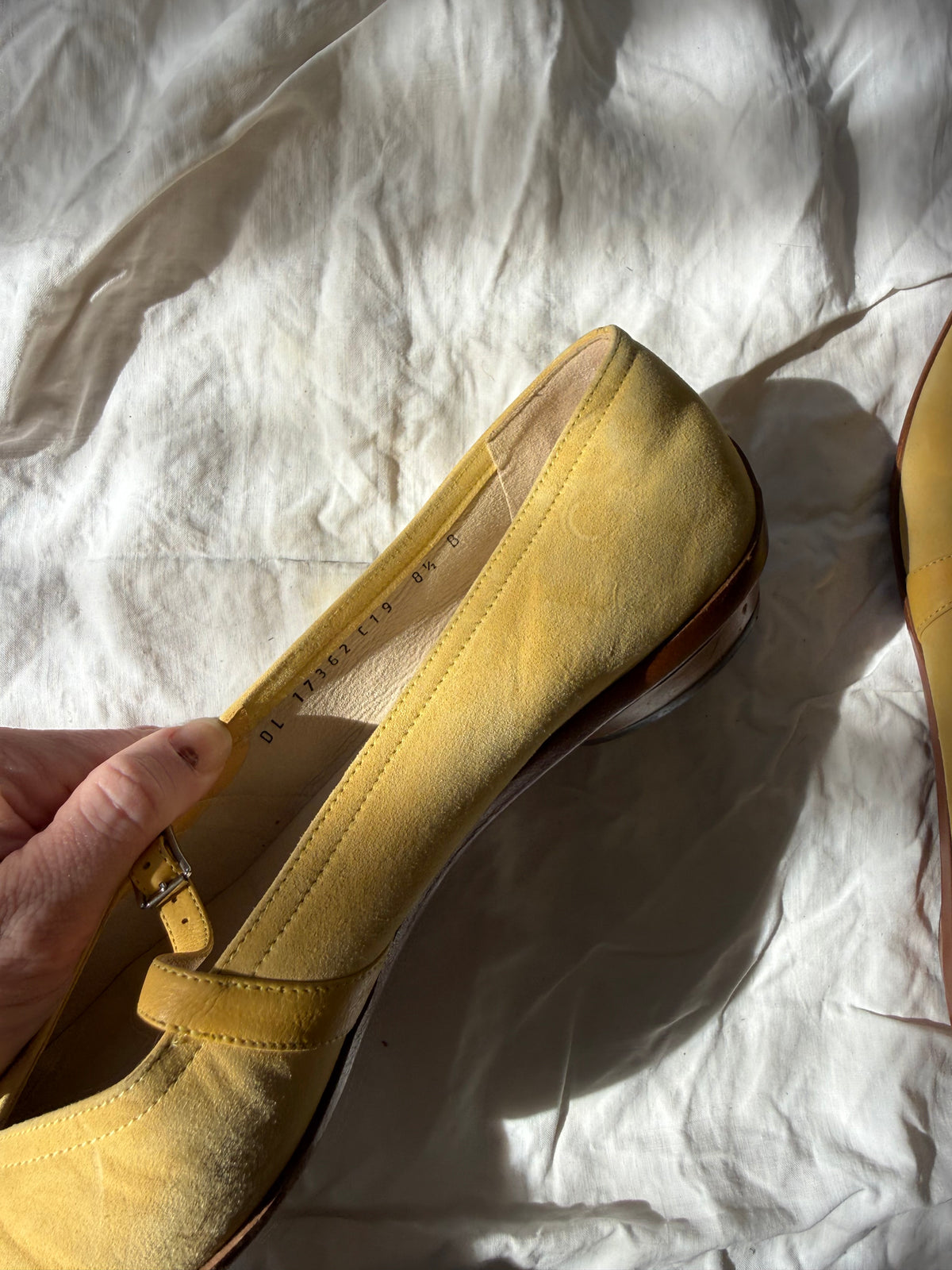 Vintage Ferragamo Chartreuse Mary Jane Flats 8.5