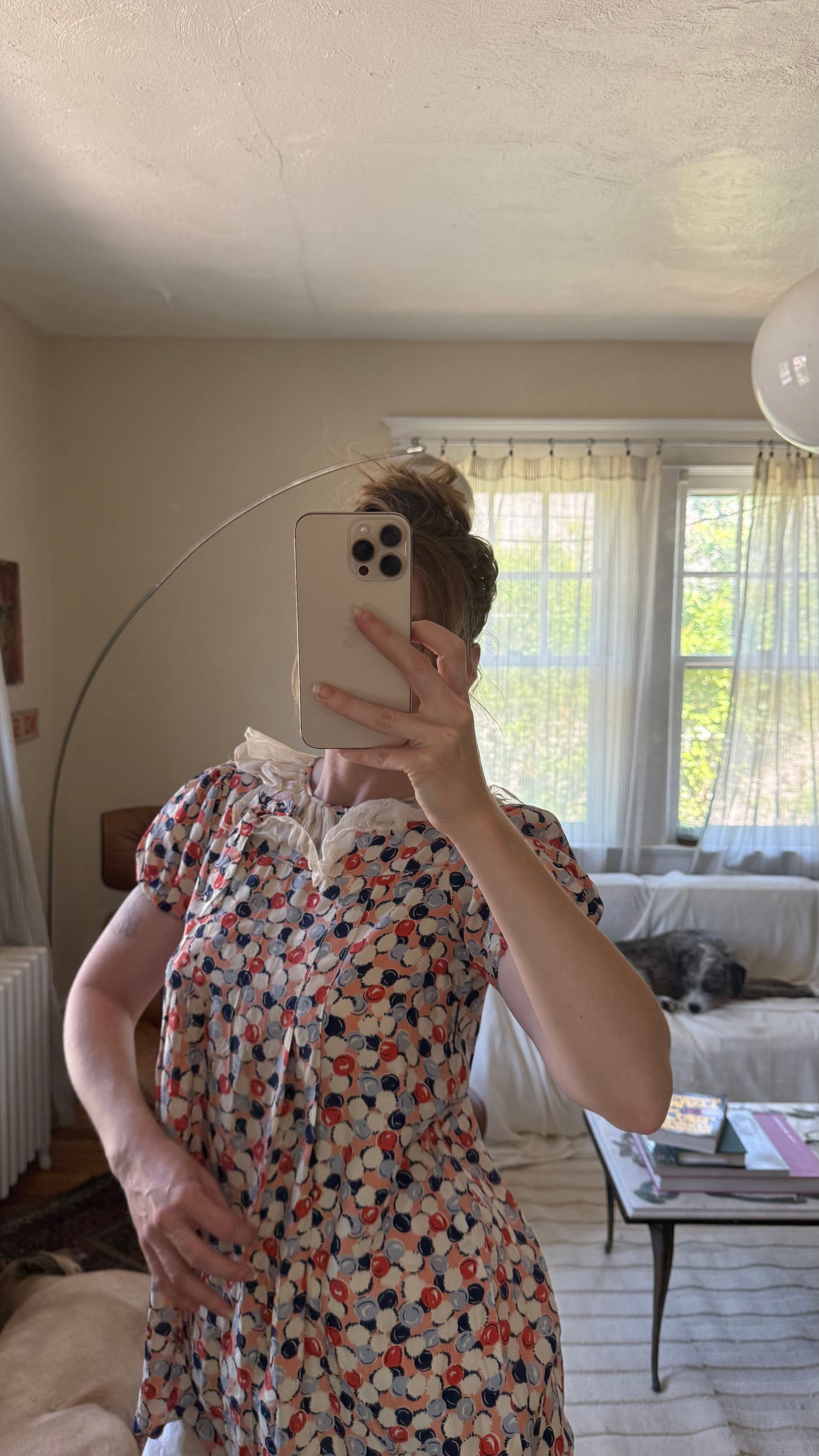 1940's Cold Rayon Multi Color Printed Blouse As Is