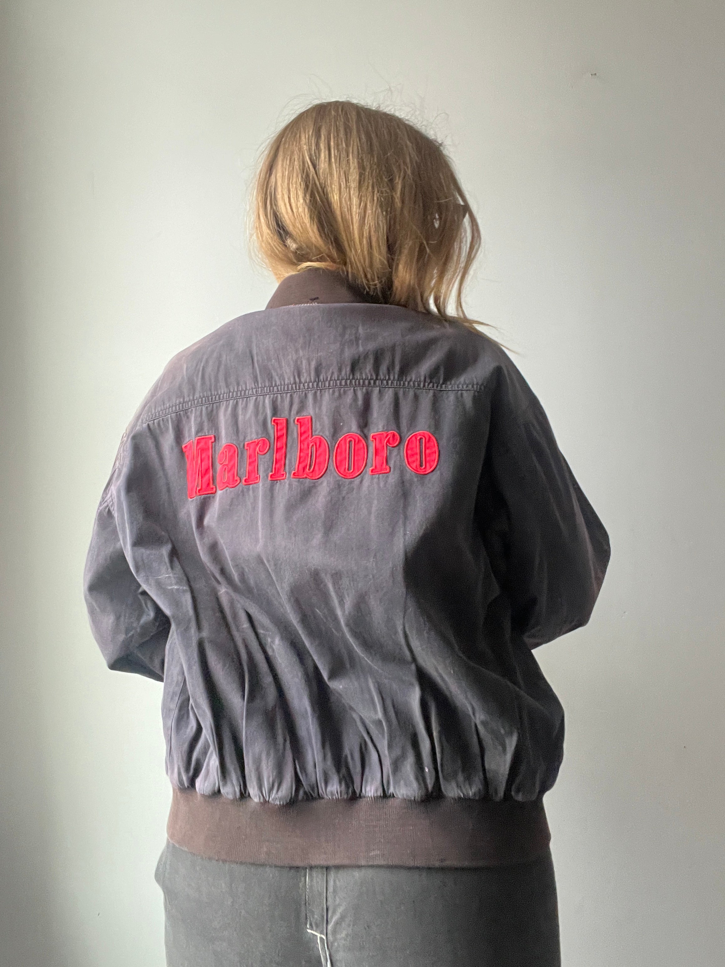 70〜80s EURO Marlboro wool jacket Wool/Leather Red Football Racing 80s Marlboro Jacket