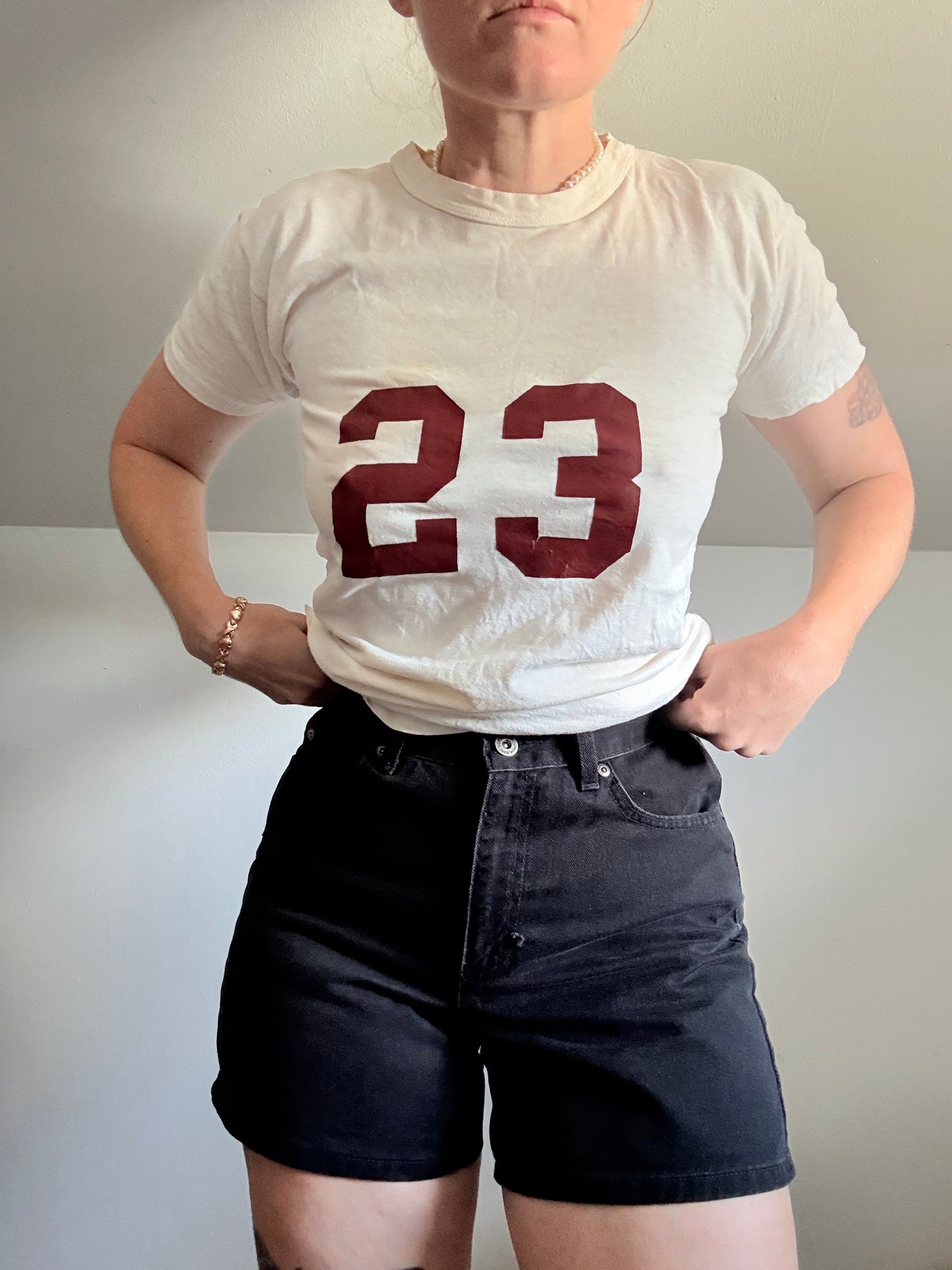 1960s 23 White Jersey Tee M