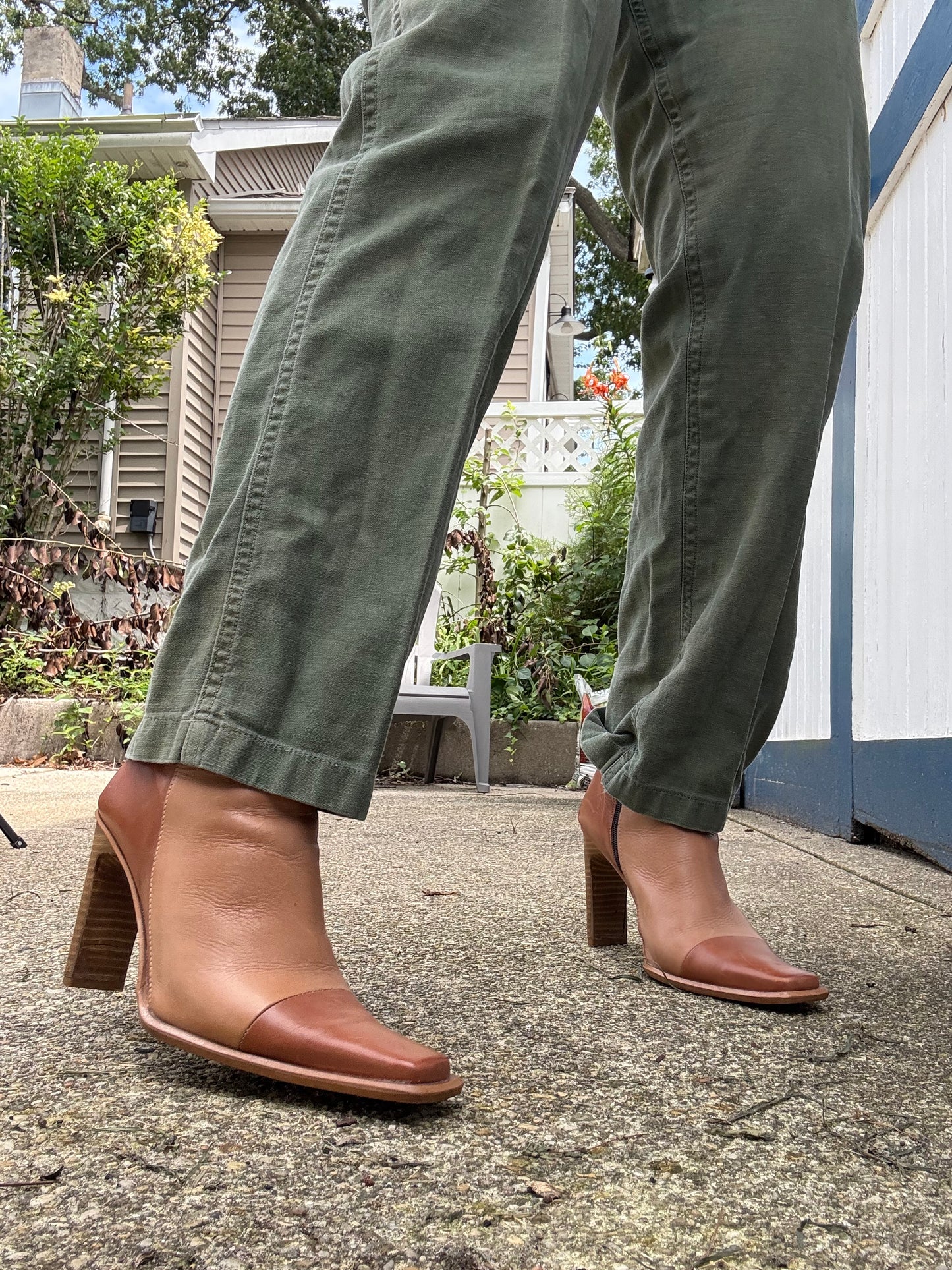 1980s Leather Color Block Boots Size 8