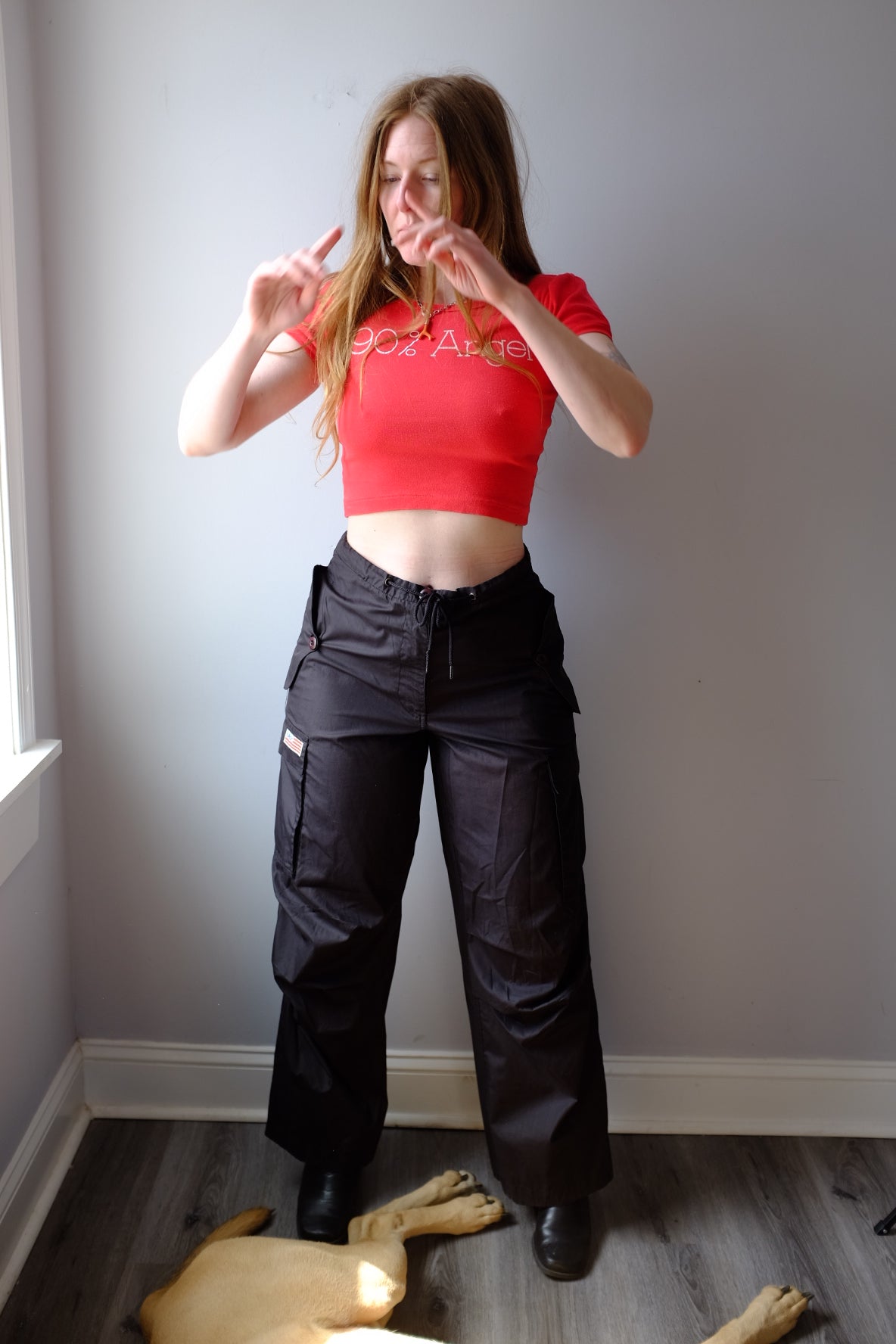 1990s UFO Parachute Cargo Pants Black