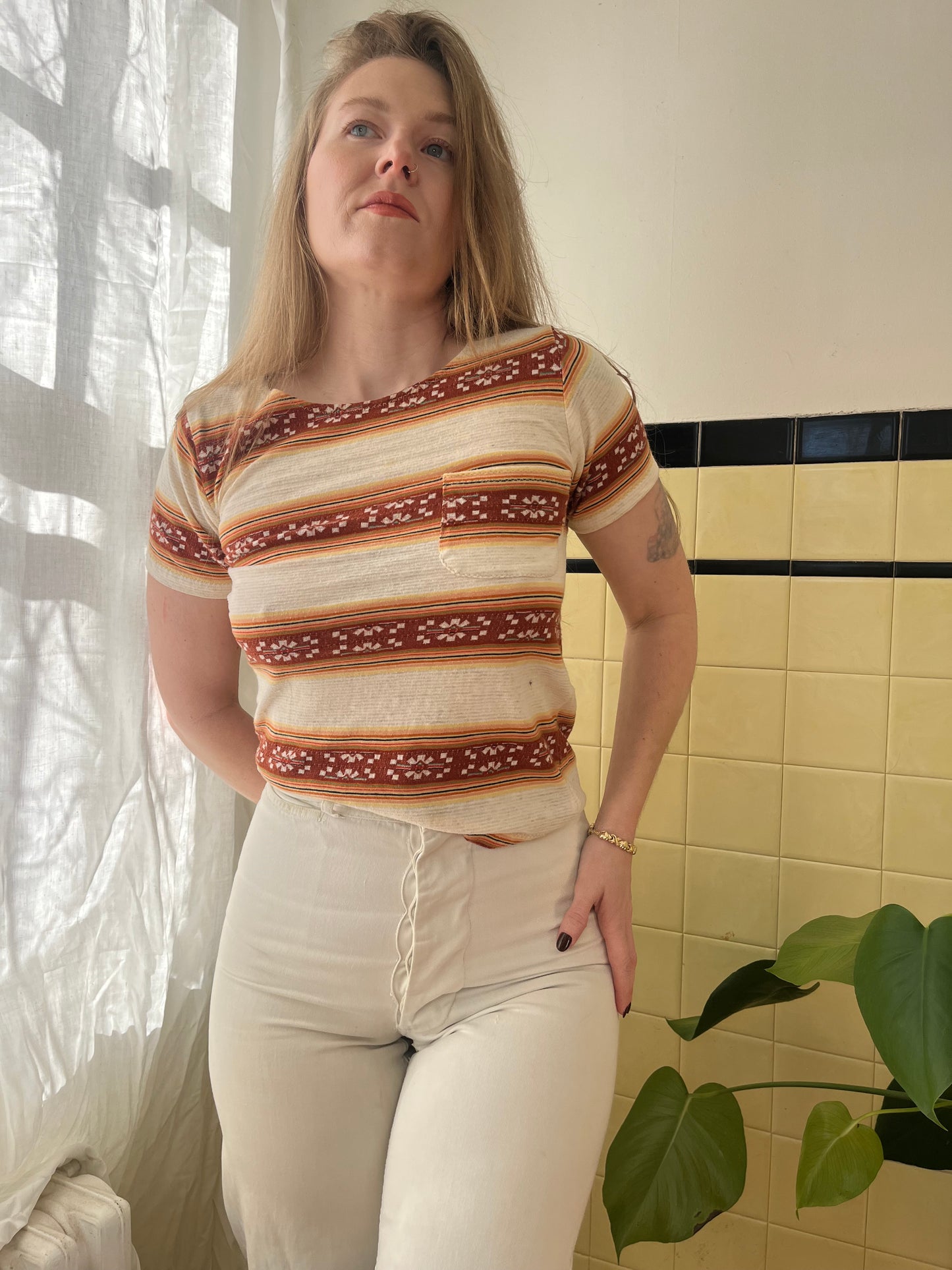 1950's/1960's Cotton Printed Pocket Tee XS/S