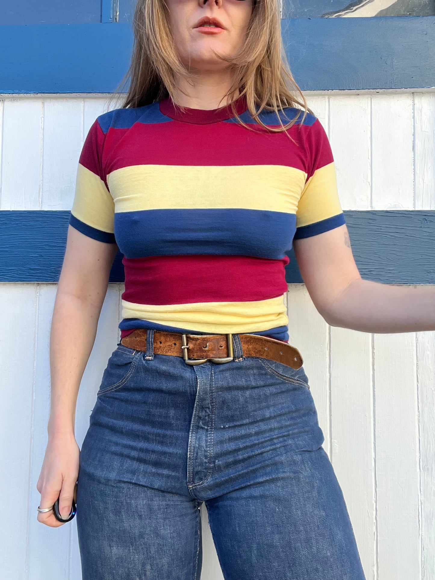 Multi Color 1960s Striped Tee XS