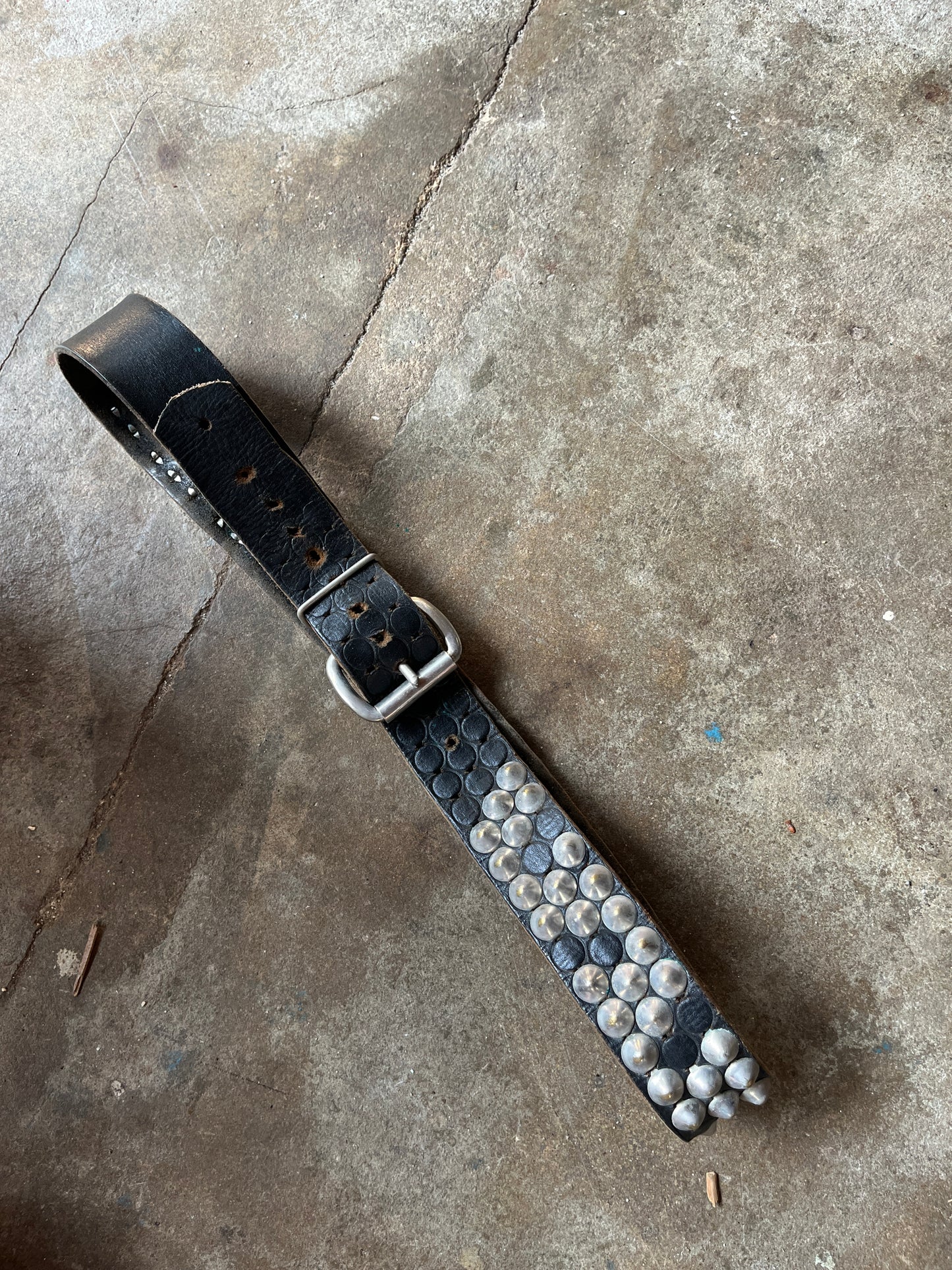 Vintage Leather Punk Studded Black Belt