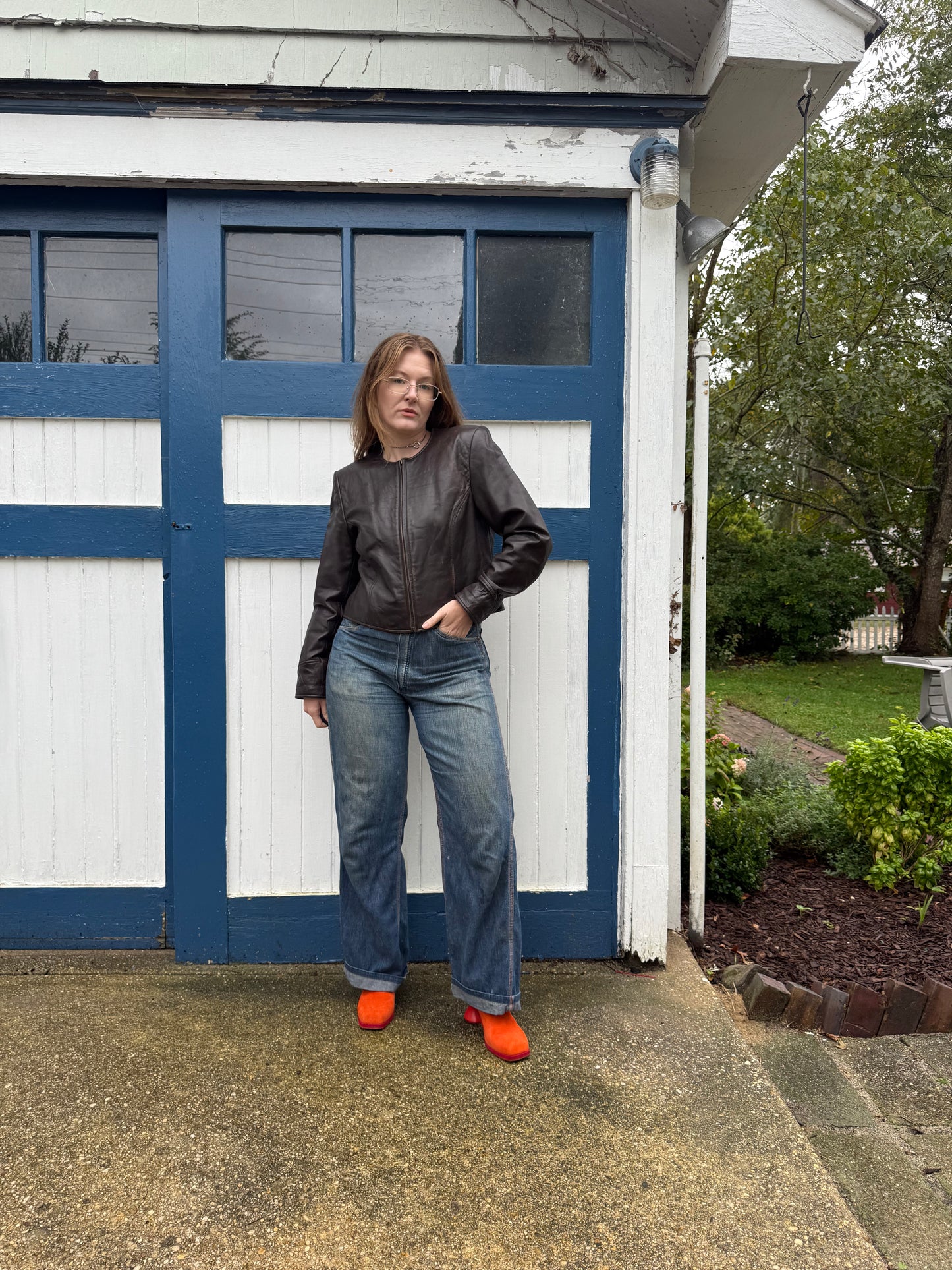 1980s Lord & Taylor Brown Leather Cropped Jacket