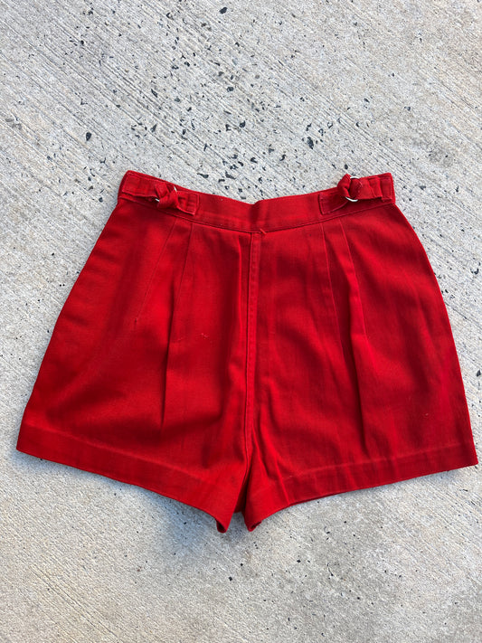 1940s Sanforized Red Side Snap Shorts 25”/26”