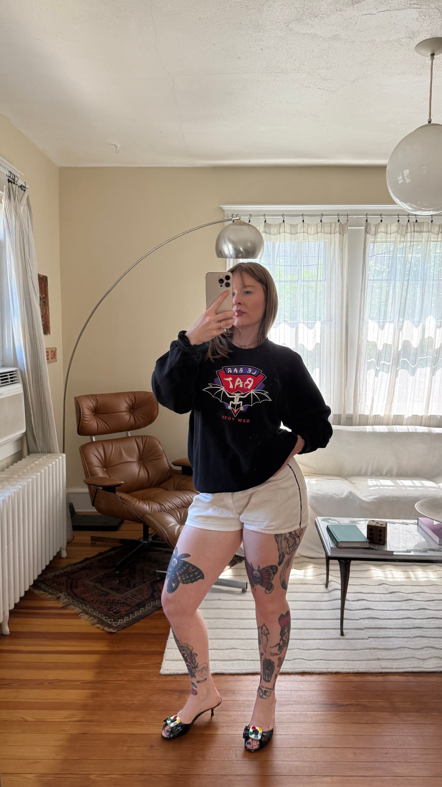 1980s Le Bar Bat New York Black Crewneck L