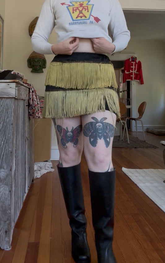 1960's Black and Gold Fringe Mini Skirt