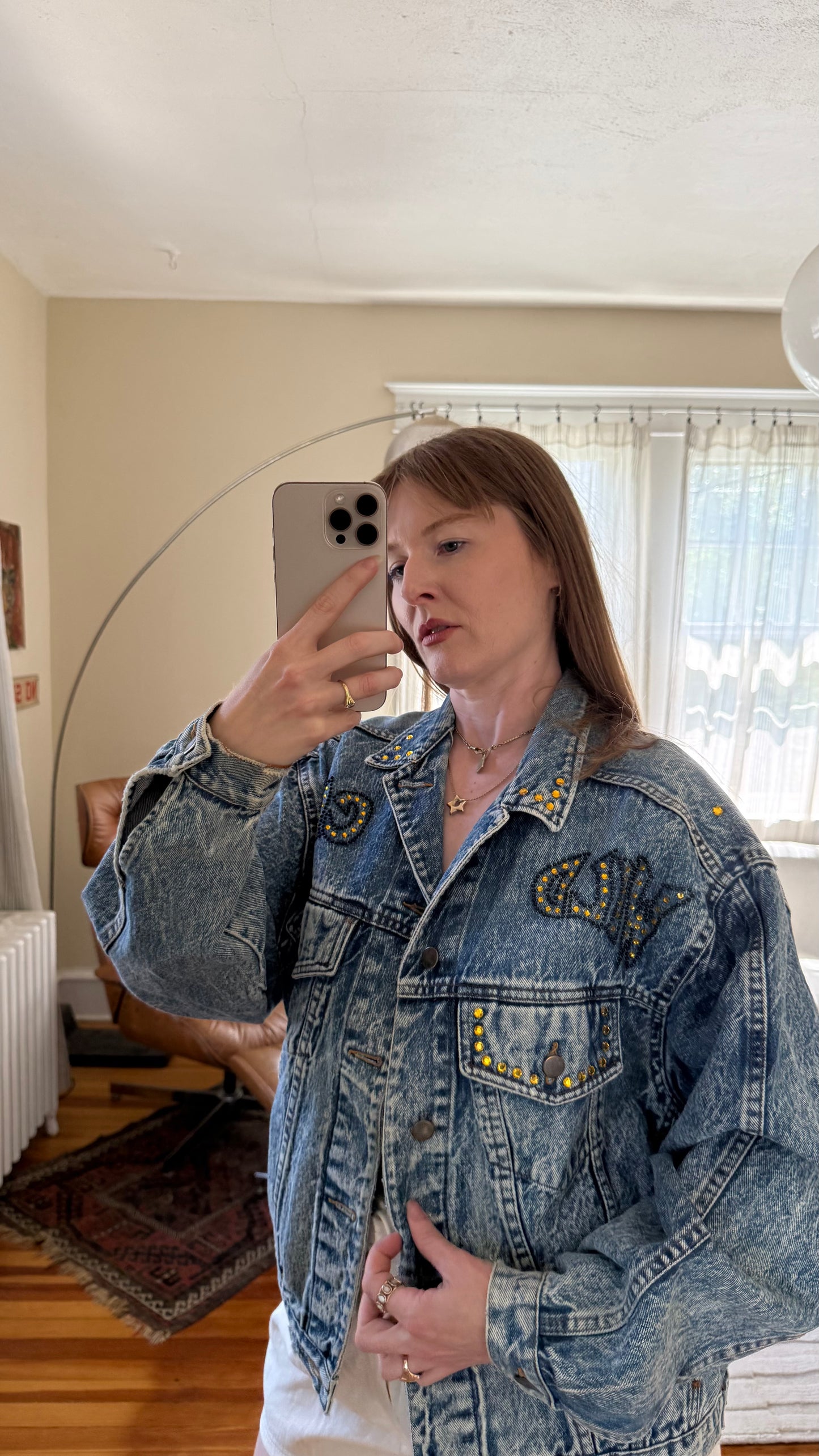 1980s Hand Painted Wild Cat Tiger Denim Jacket S-L