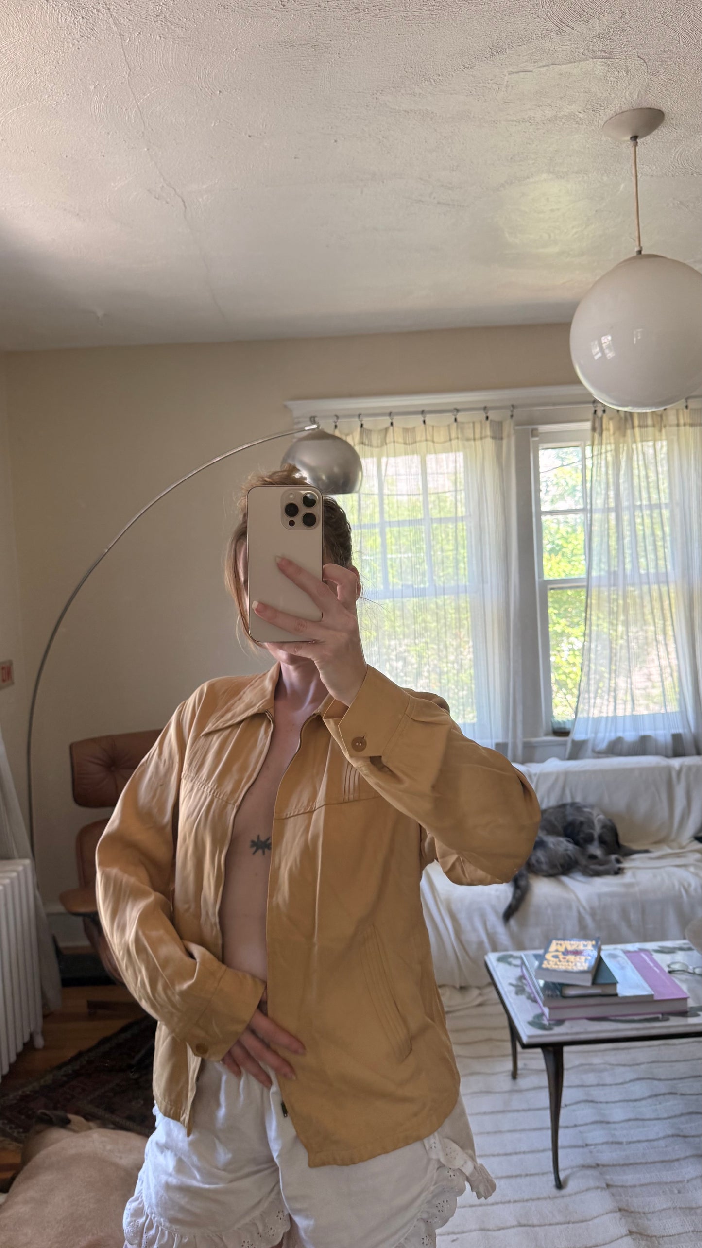 1950's Tan Gabardine Zip Up Jacket Buck Skin Joe M/L