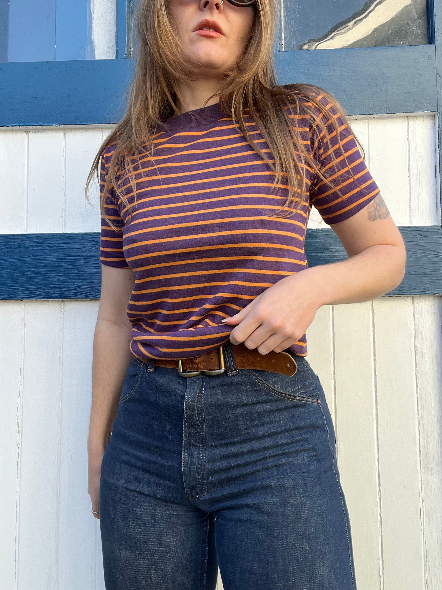 1960s Purple Striped Tee S/M