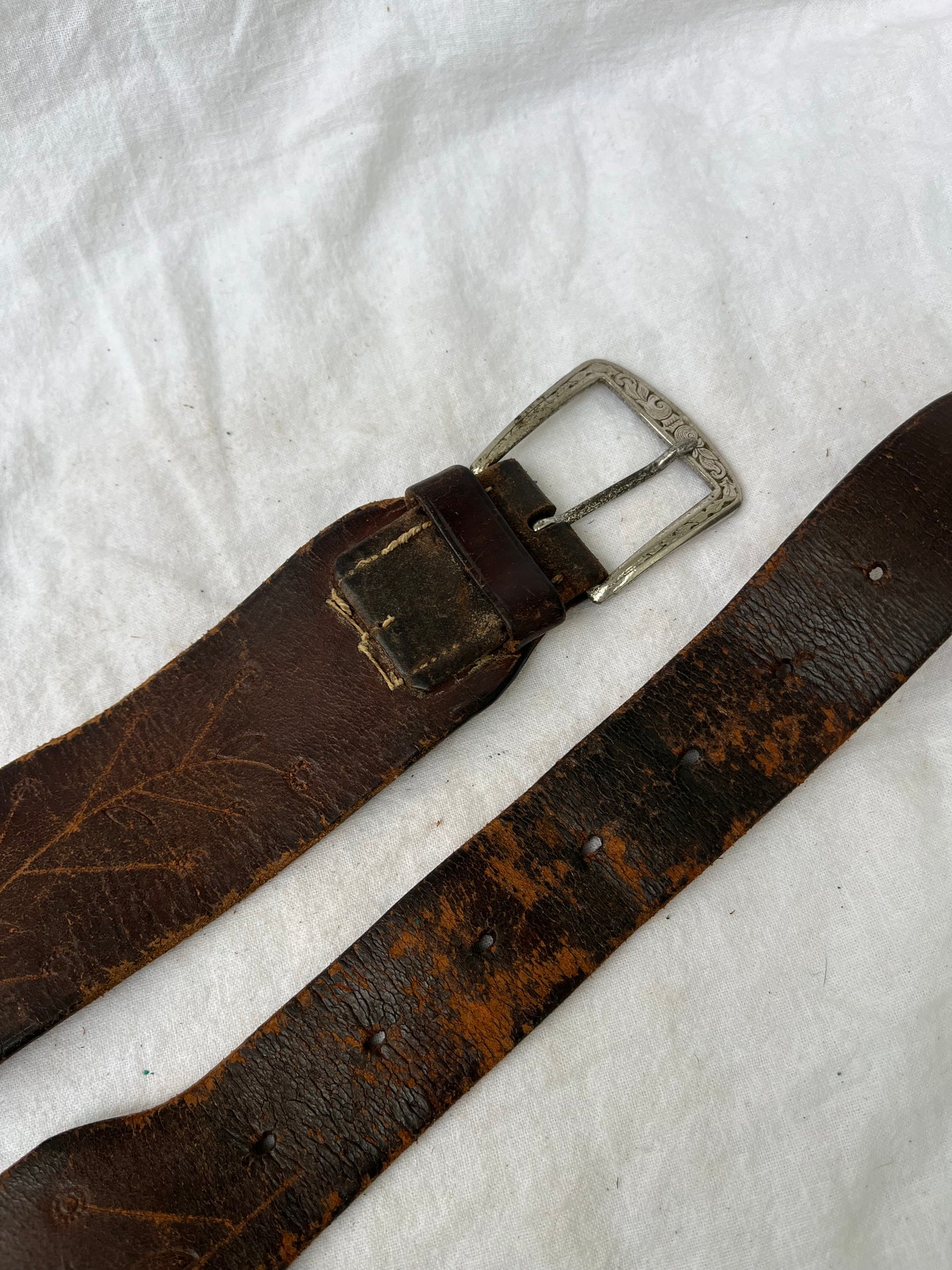 1938 Brown Leather Belt 32”-39”