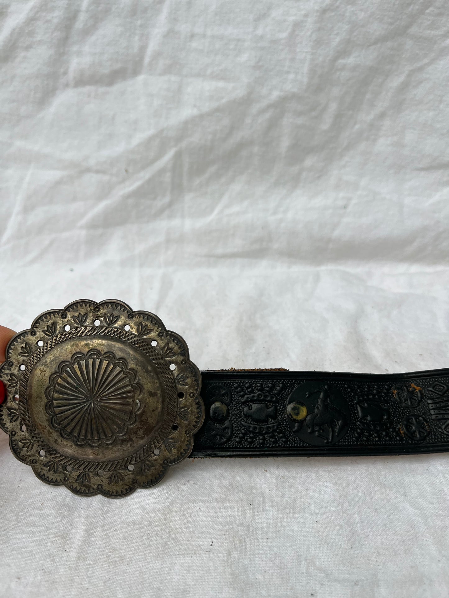 Black Studded Belt RRL Concho Buckle 26”-30”