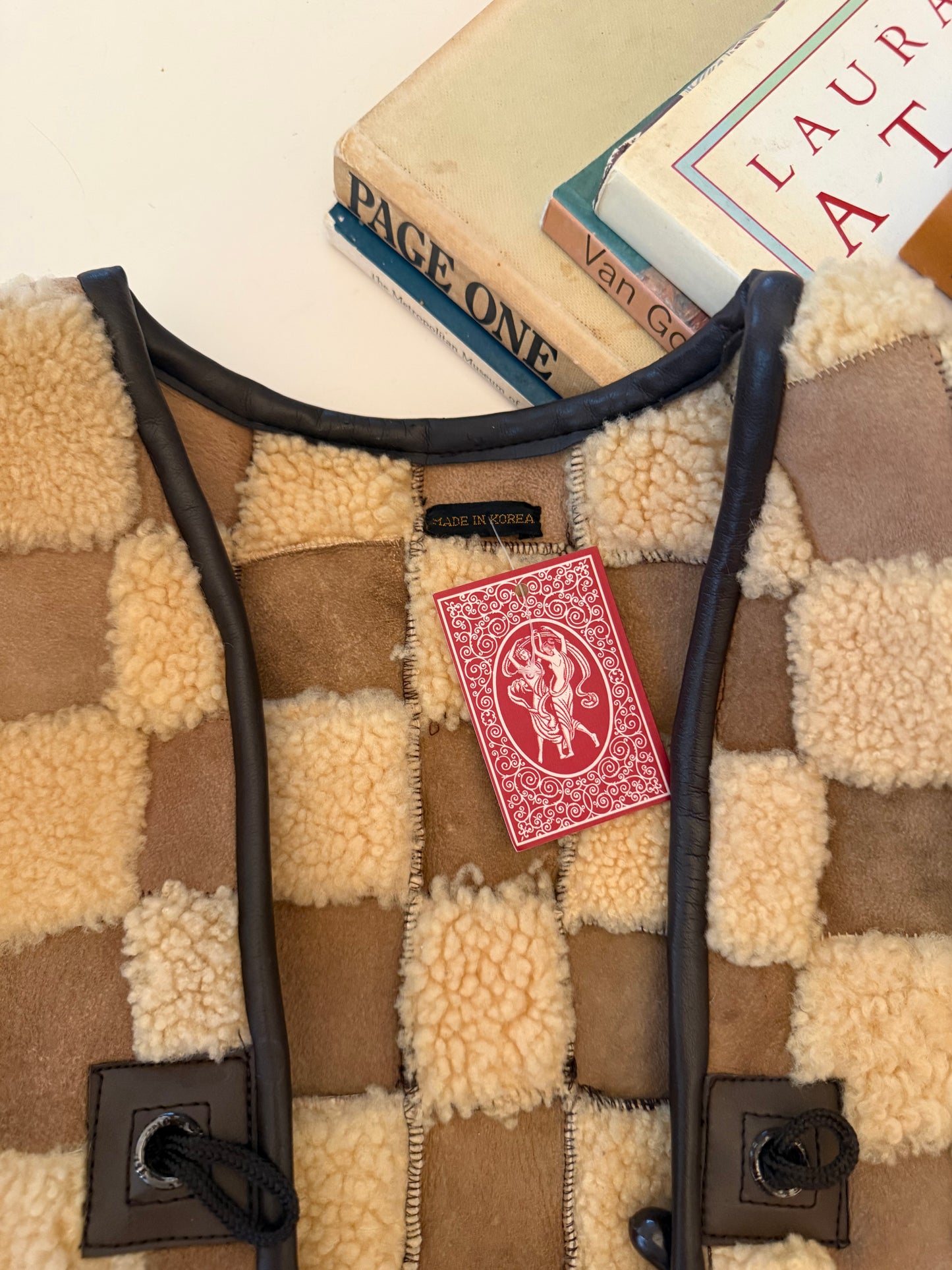 Incredible 1970s/1980s Suede & Sherpa Checkered Coat S/M