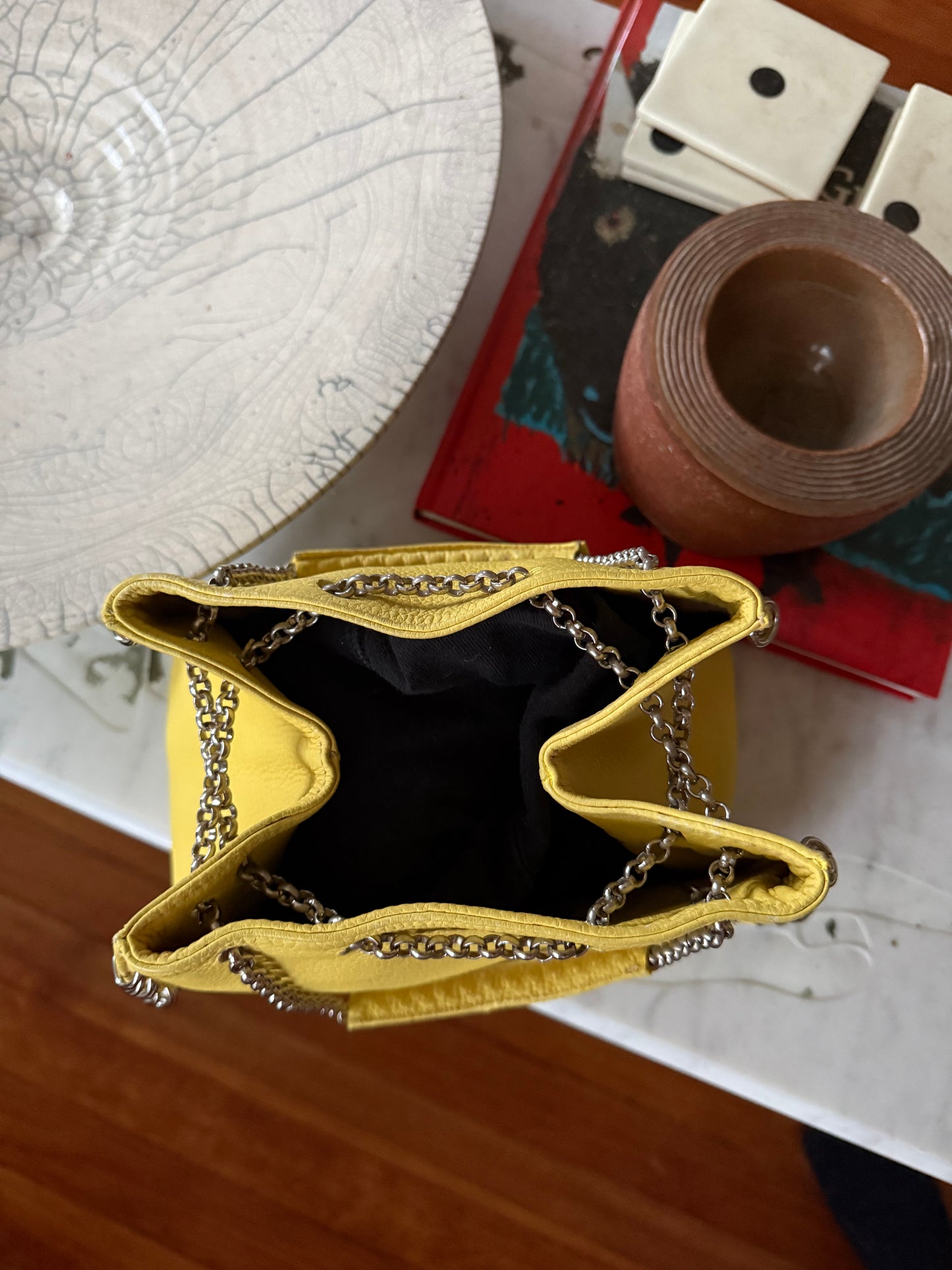 Vintage Frankie Amaury Yellow Pierced Purse