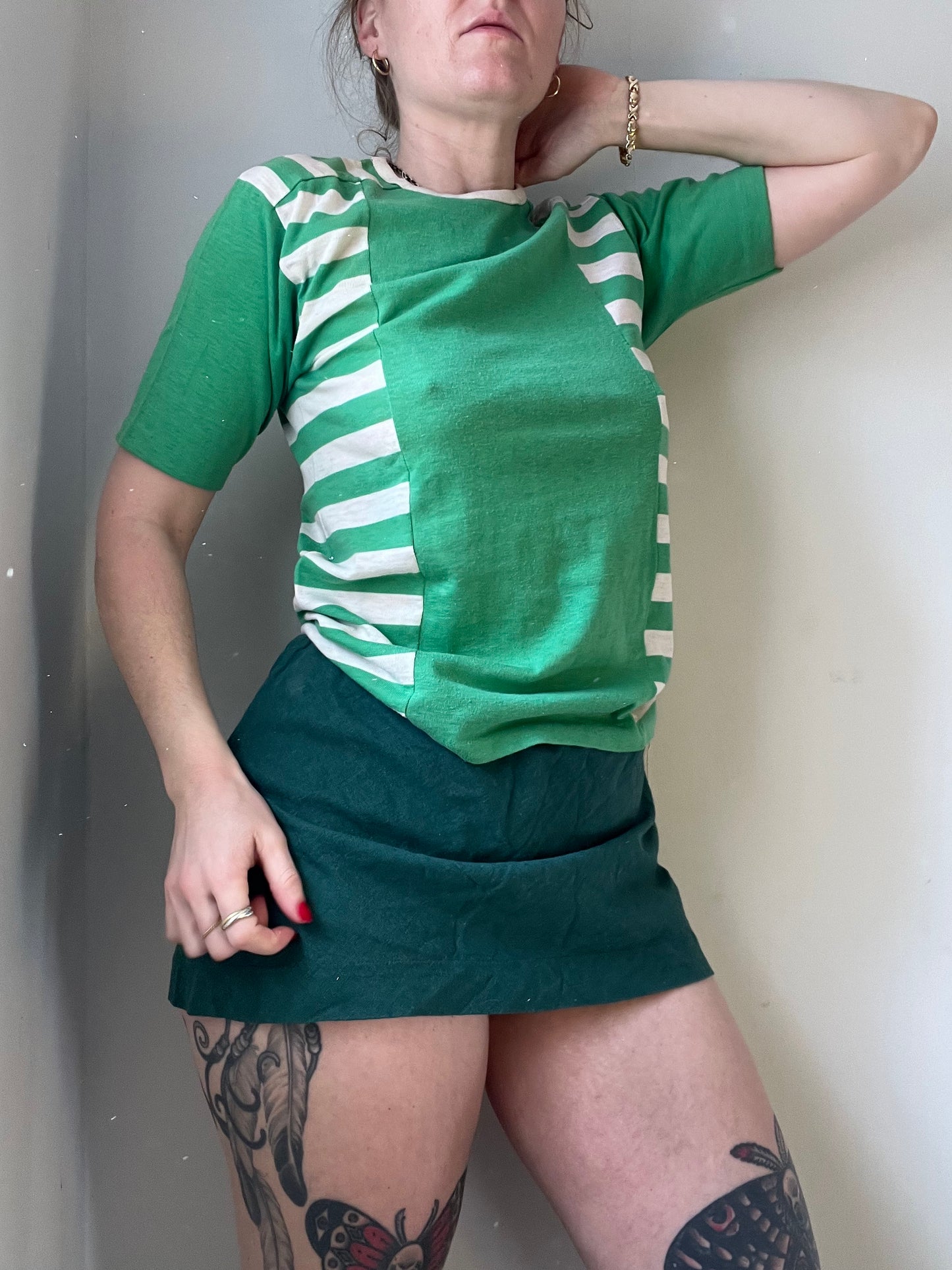 Vintage Kelly Green Striped Tee