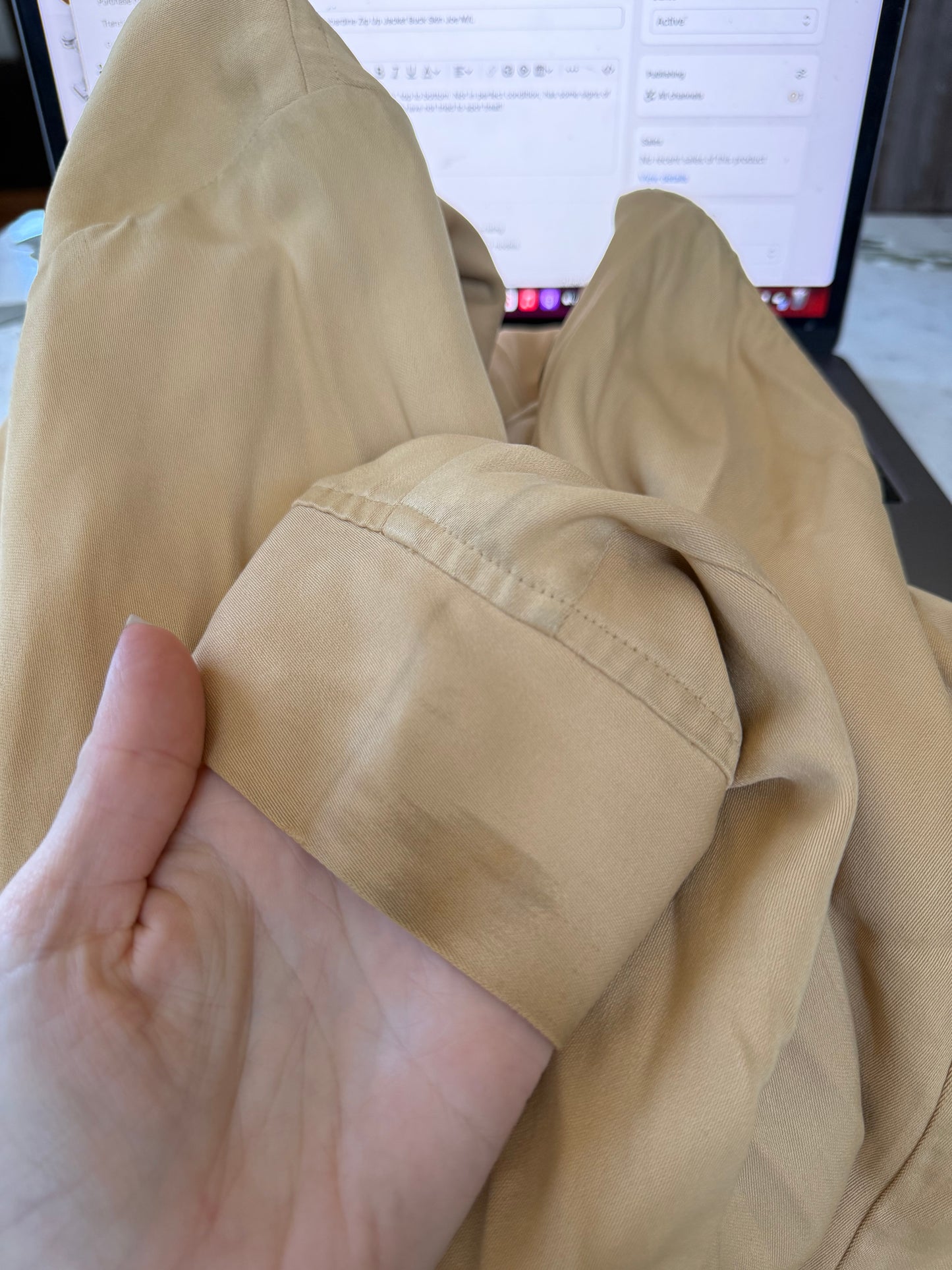 1950's Tan Gabardine Zip Up Jacket Buck Skin Joe M/L
