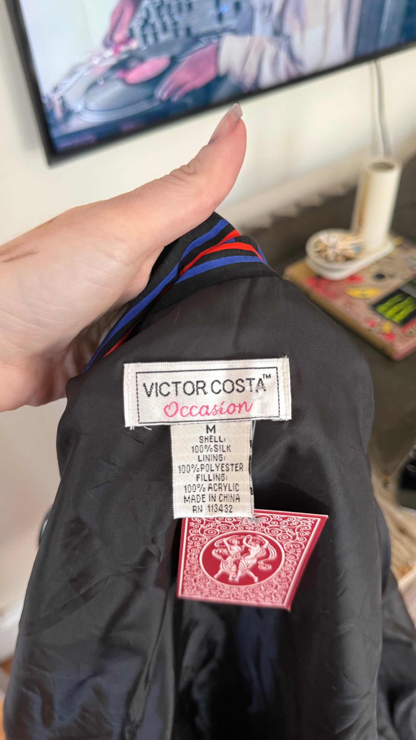 1990s Victor Costa 100% Silk Playing Cards Jacket