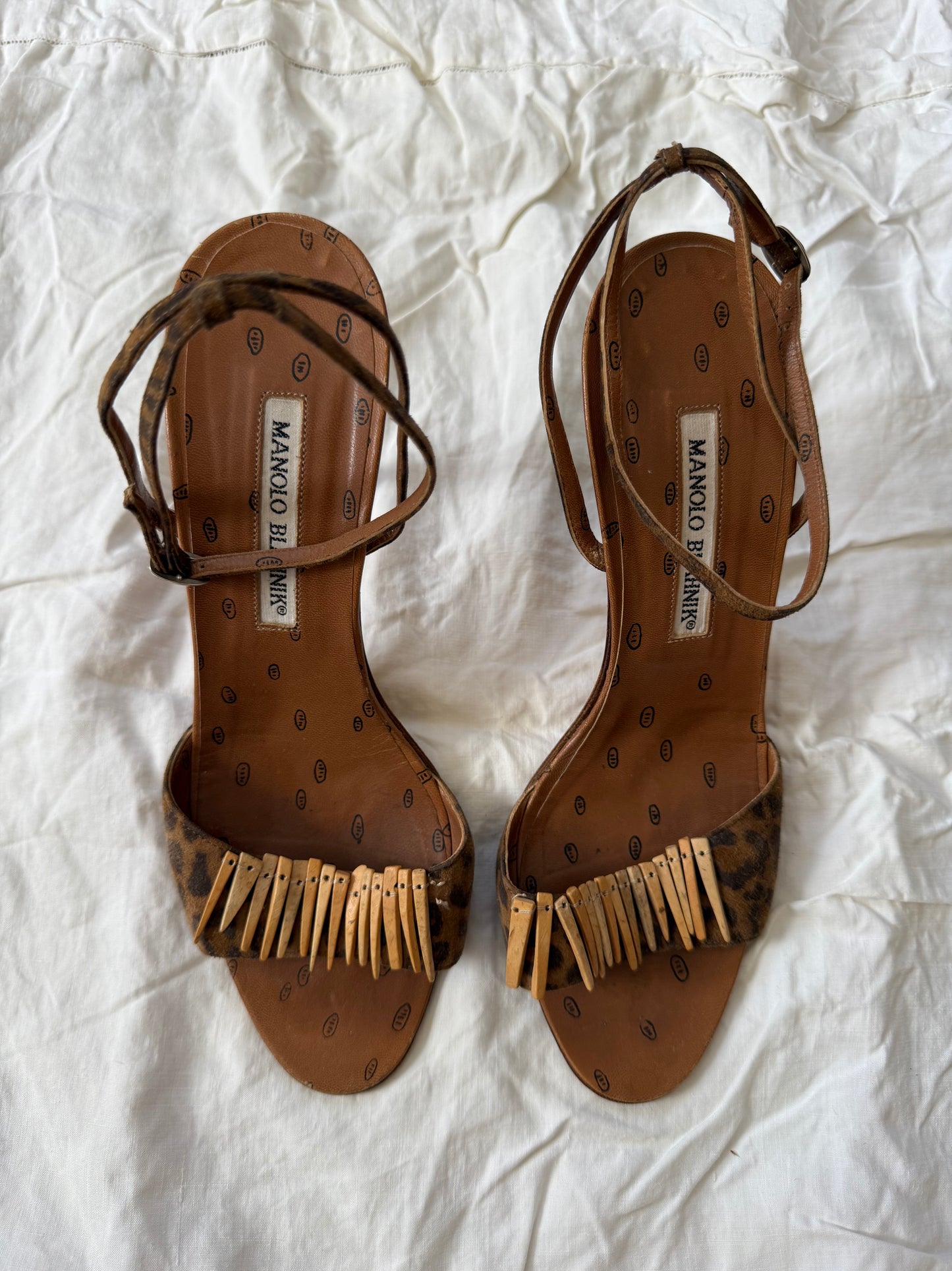 Vintage Manolo Blahnik Cheetah Print Stiletto Heels 38
